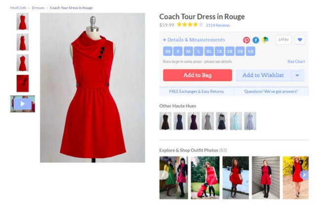 Mocloth Red Dress on Mannequin and Social Media Users