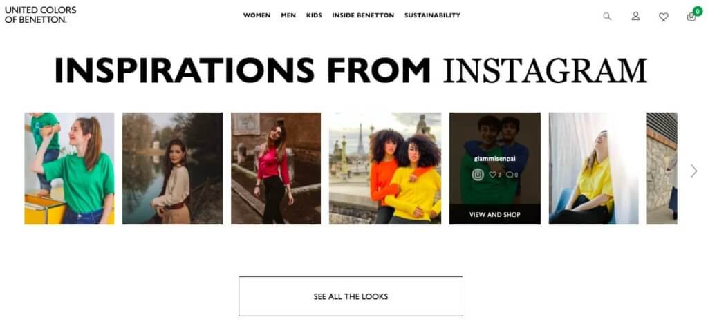 User Generated Content Platform Gathered Images of Users Wearing Bennetton Clothing