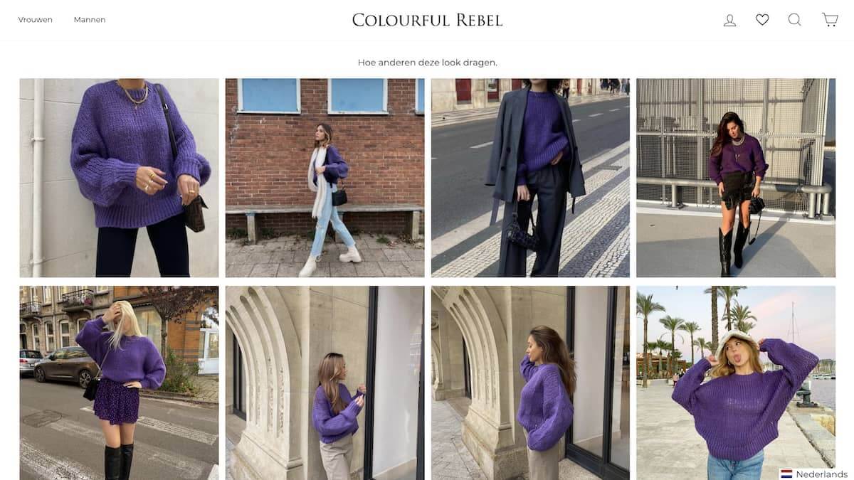Olivia Shopify Instagram Feed Featuring Purple Sweater